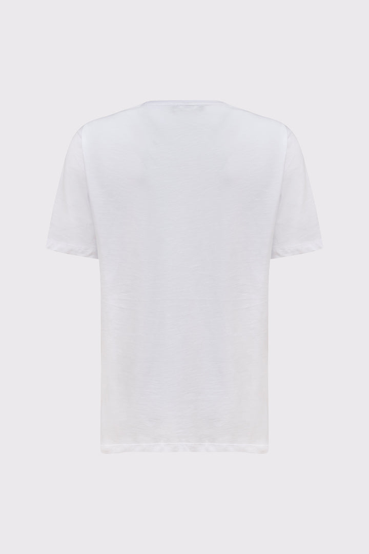 Klasyczny biały męski T-shirt z kieszonką Campione