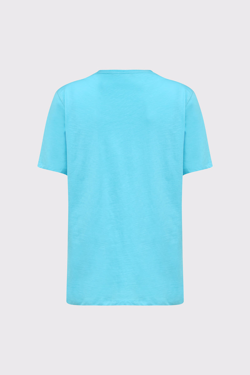 Męski jasnoniebieski T-shirt Campione z naszywaną kieszonką