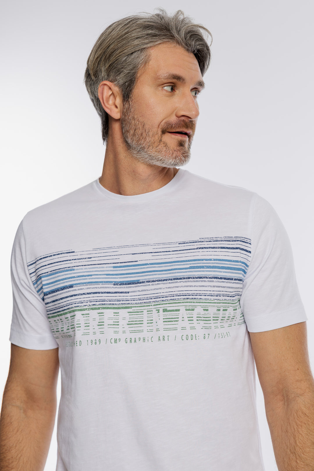 Biały męski T-shirt Campione z graficznym nadrukiem