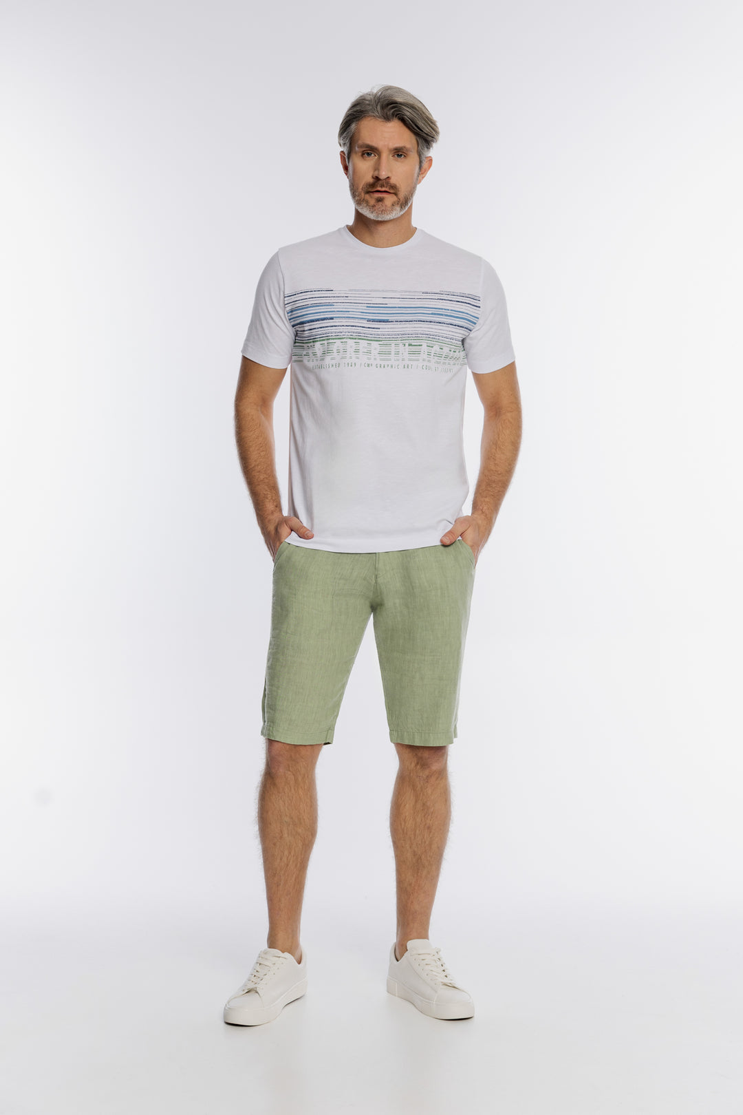 Biały męski T-shirt Campione z graficznym nadrukiem