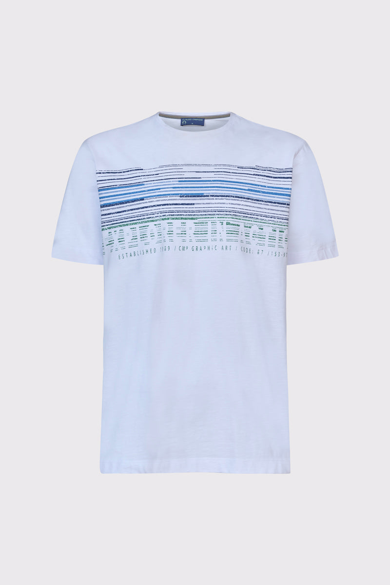 Biały męski T-shirt Campione z graficznym nadrukiem