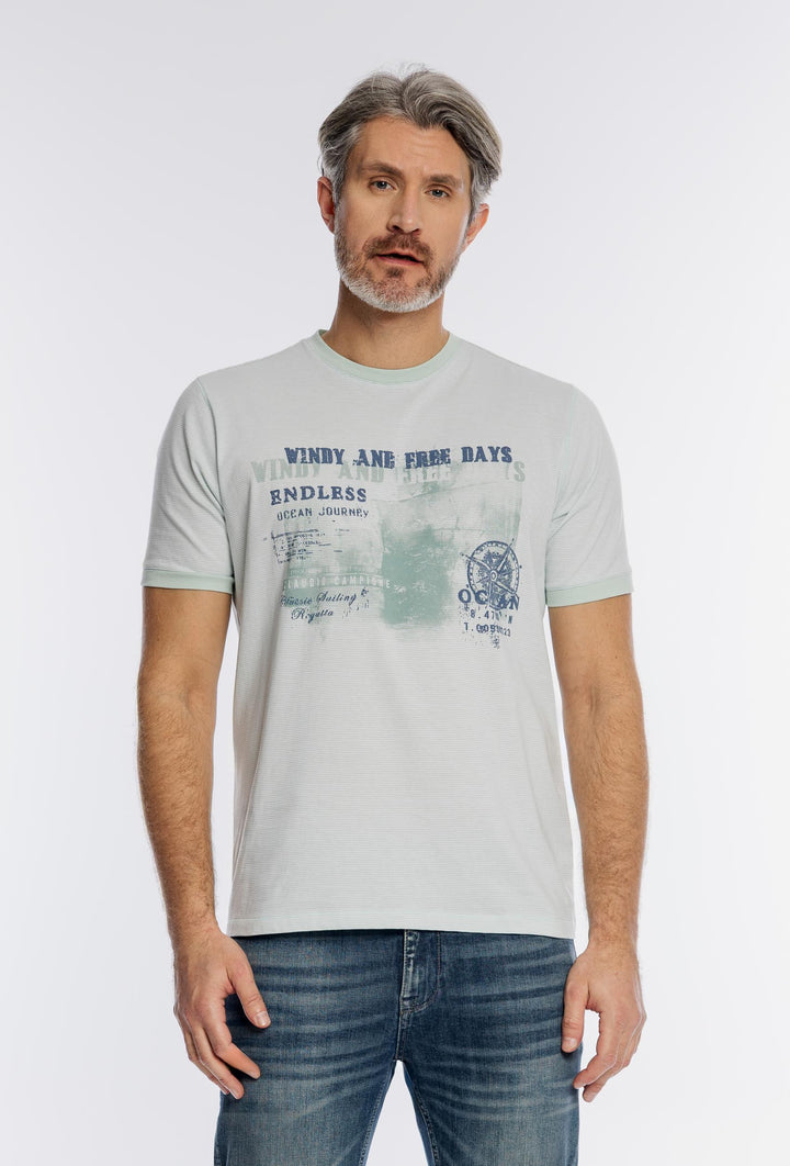Jasnozielony t-shirt męski Campione z marynistycznym nadrukiem