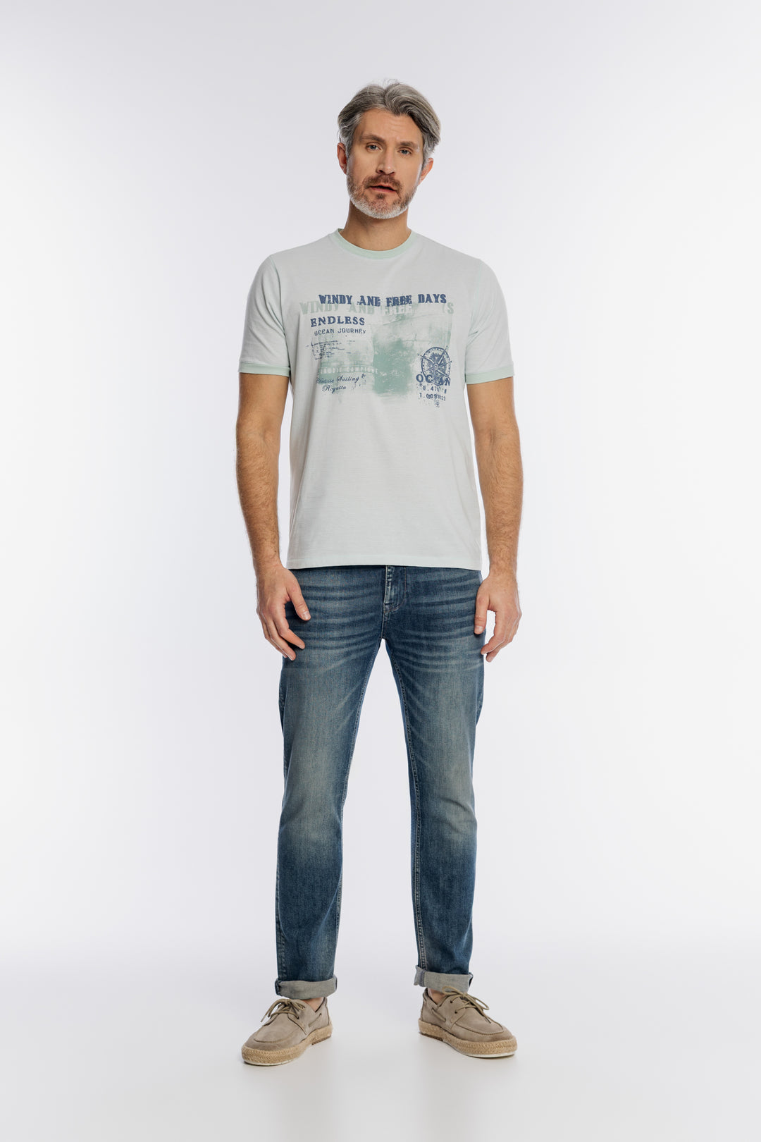 Jasnozielony t-shirt męski Campione z marynistycznym nadrukiem