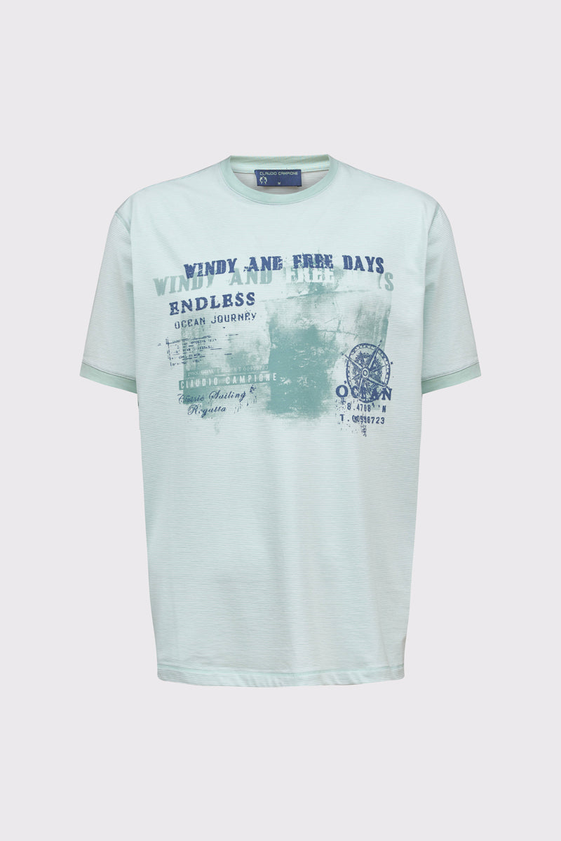 Jasnozielony t-shirt męski Campione z marynistycznym nadrukiem