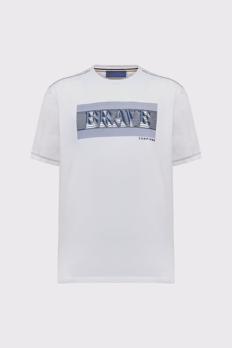 Biały t-shirt męski Campione z grafiką Brave