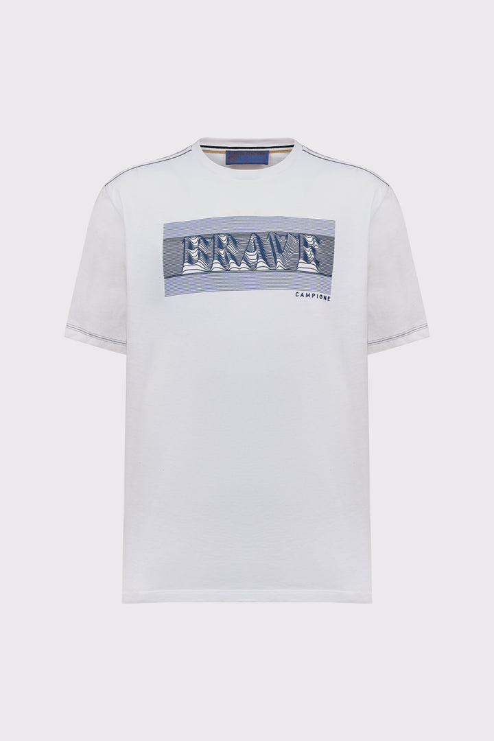 Biały t-shirt męski Campione z grafiką Brave