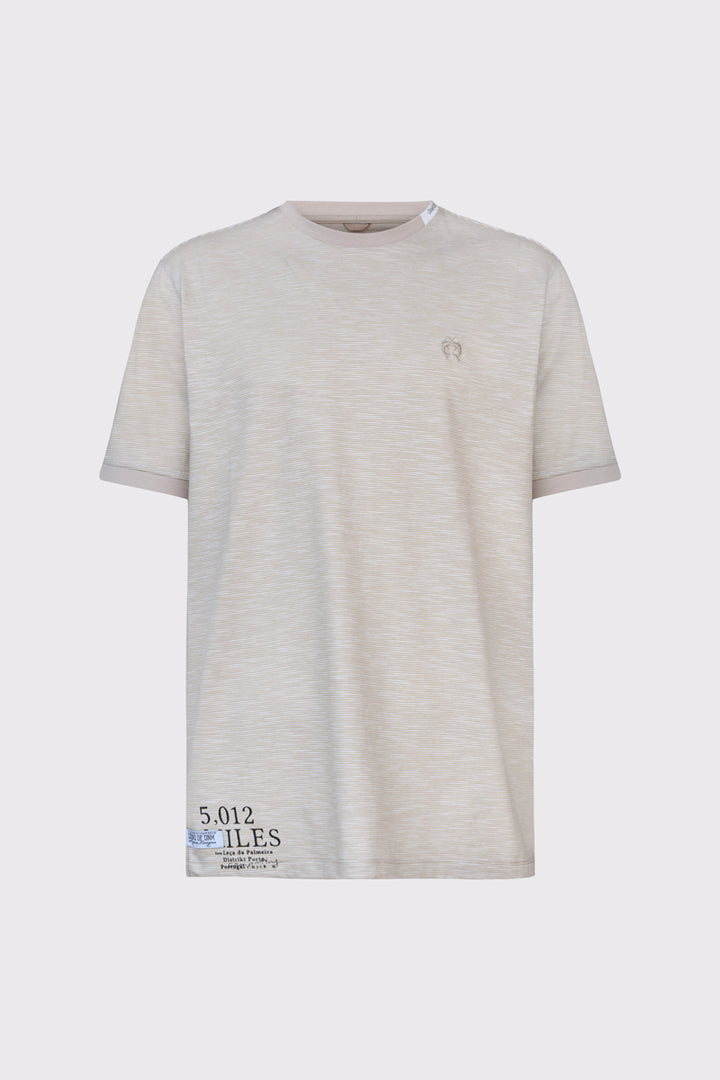 Beżowy męski T-shirt Campione w drobne paski