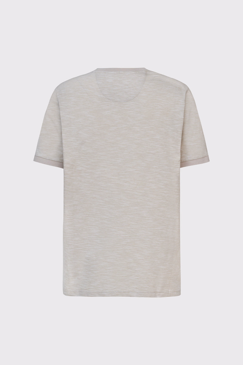 Beżowy męski T-shirt Campione w drobne paski