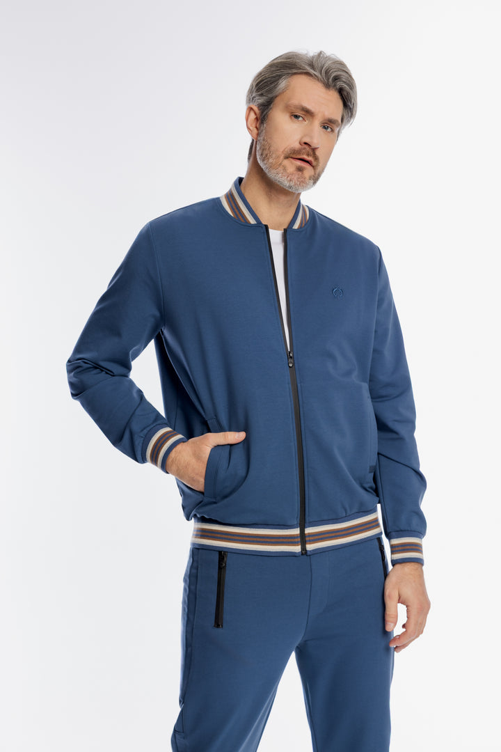 Męska niebieska bluza Campione zapinana na suwak