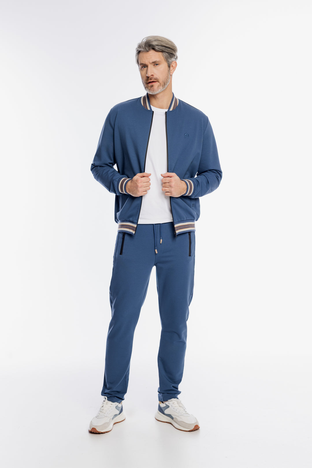 Męska niebieska bluza Campione zapinana na suwak