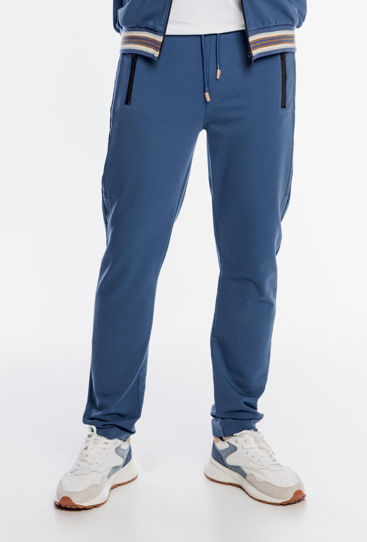 Niebieski zestaw dresowy premium z kontrastowymi wykończeniami