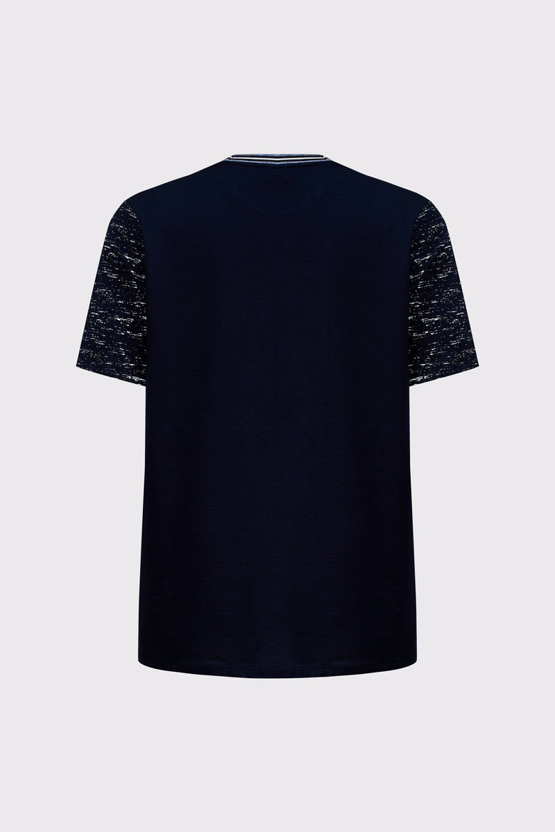 Granatowy męski T-shirt Campione z białym nakropieniem