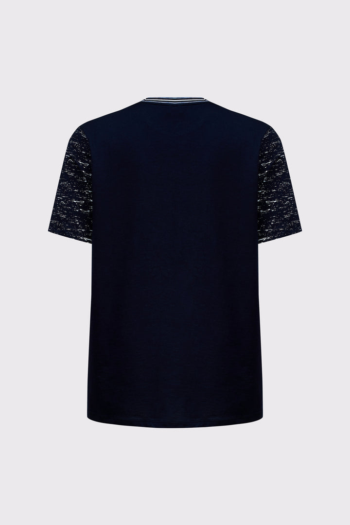 Granatowy męski T-shirt Campione z białym nakropieniem