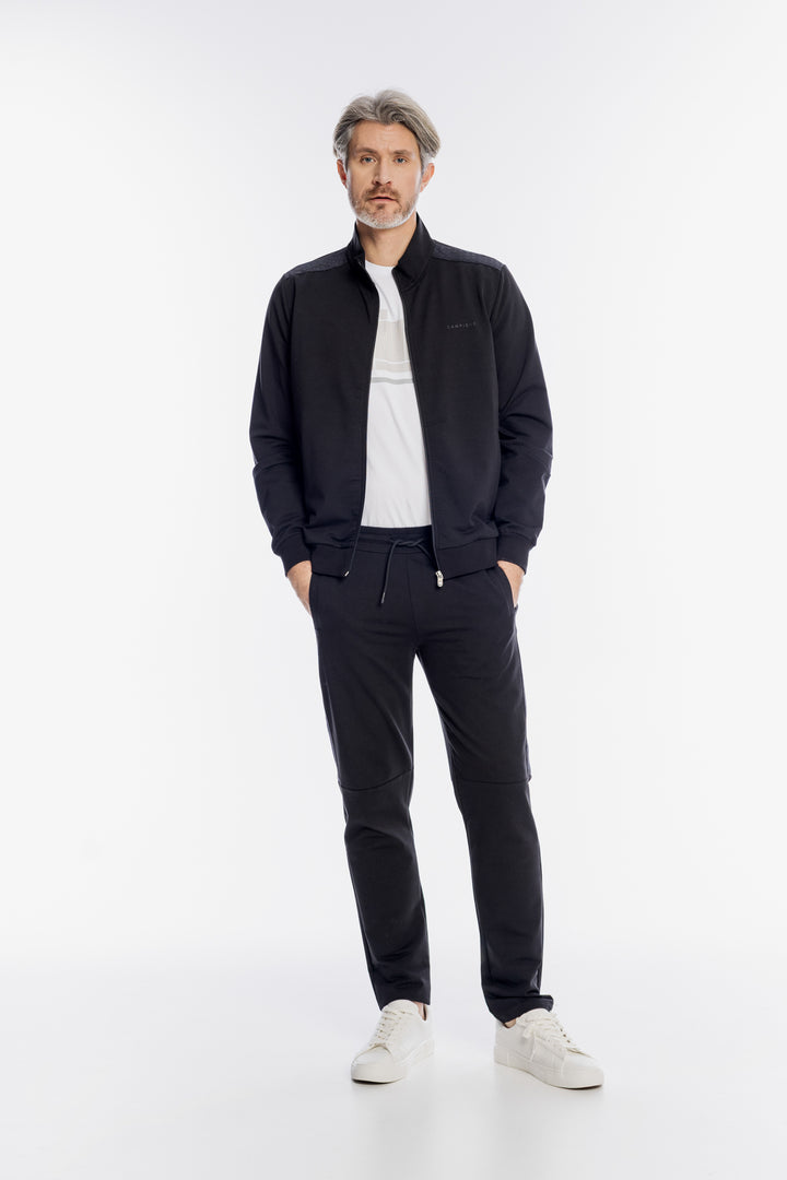 Czarna rozpinana bluza Campione z wysokim kołnierzem