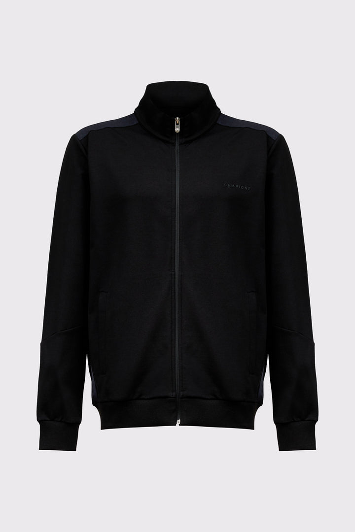 Czarna rozpinana bluza Campione z wysokim kołnierzem