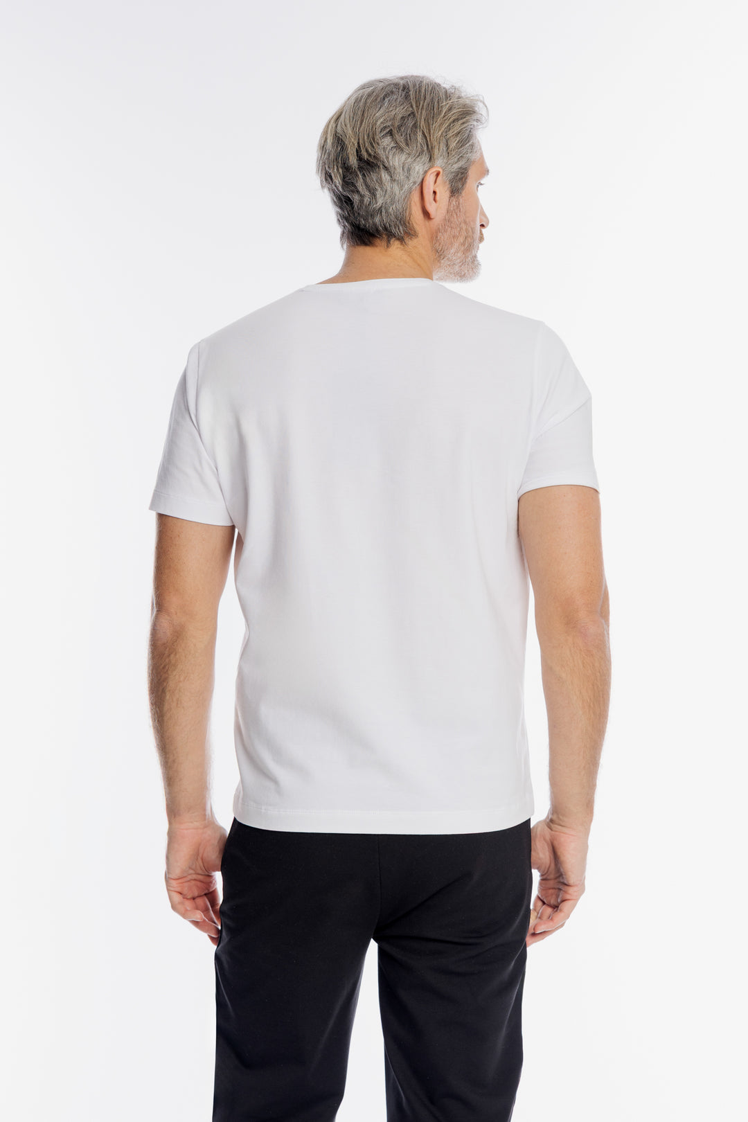 Biały T-shirt z geometrycznym nadrukiem premium