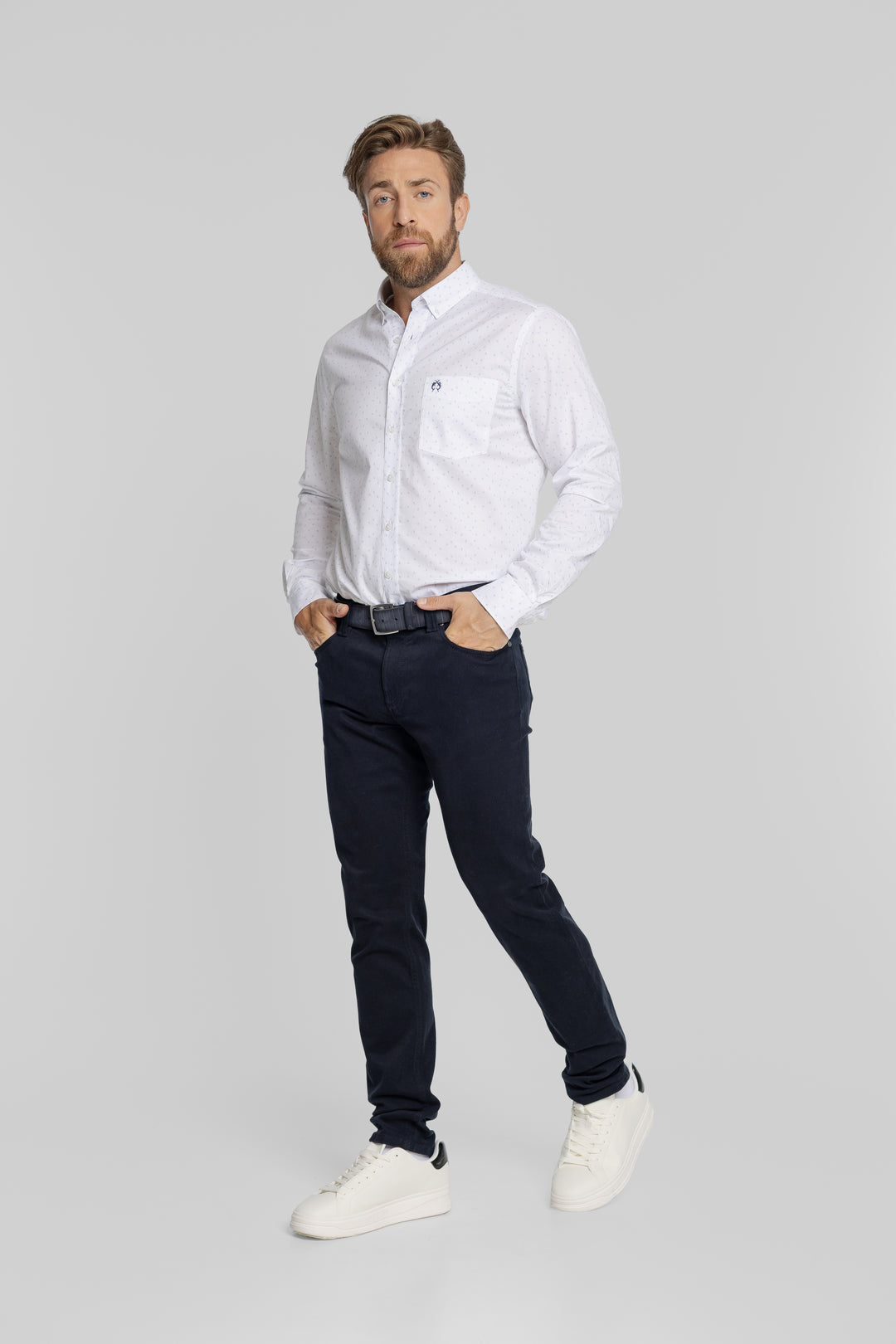 Granatowe jeansy męskie Alberto Regular Fit