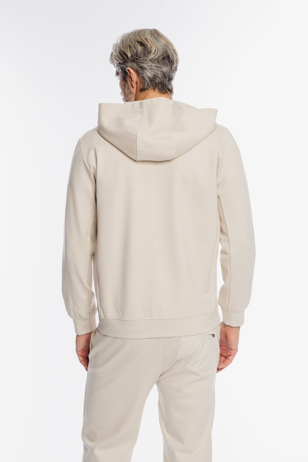 Męska rozpinana bluza z kapturem w kolorze beżowym