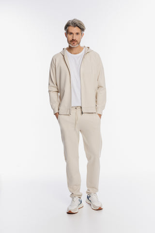 Męskie beżowe spodnie dresowe z regulacją w pasie
