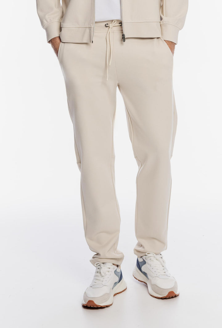 Męskie beżowe spodnie dresowe z regulacją w pasie