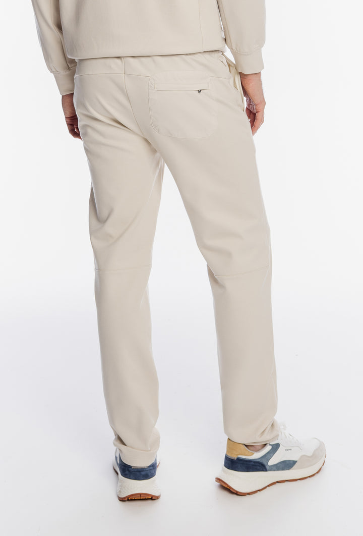 Męskie beżowe spodnie dresowe z regulacją w pasie