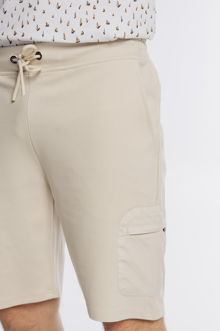 Męskie beżowe szorty dresowe z kieszenią cargo