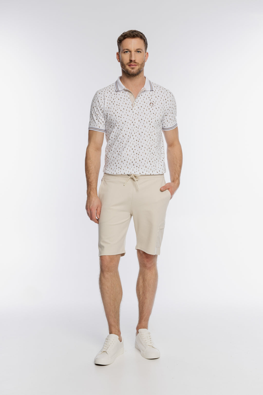 Męskie beżowe szorty dresowe z kieszenią cargo