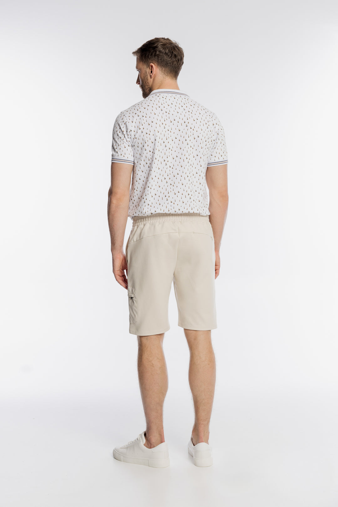 Męskie beżowe szorty dresowe z kieszenią cargo