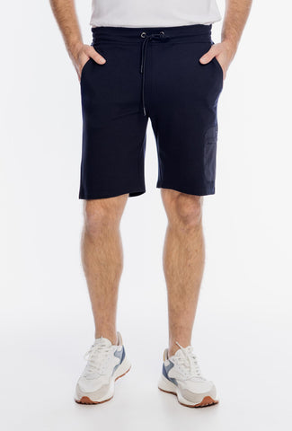 Męskie granatowe szorty dresowe z boczną kieszenią