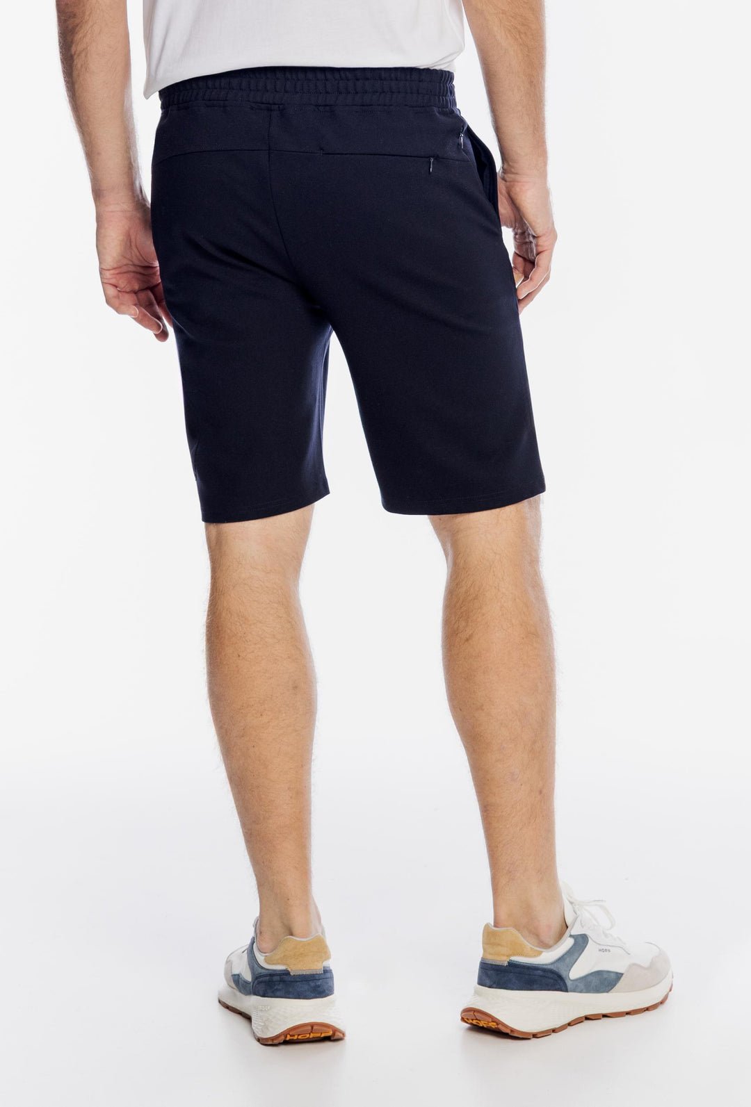 Męskie granatowe szorty dresowe z boczną kieszenią