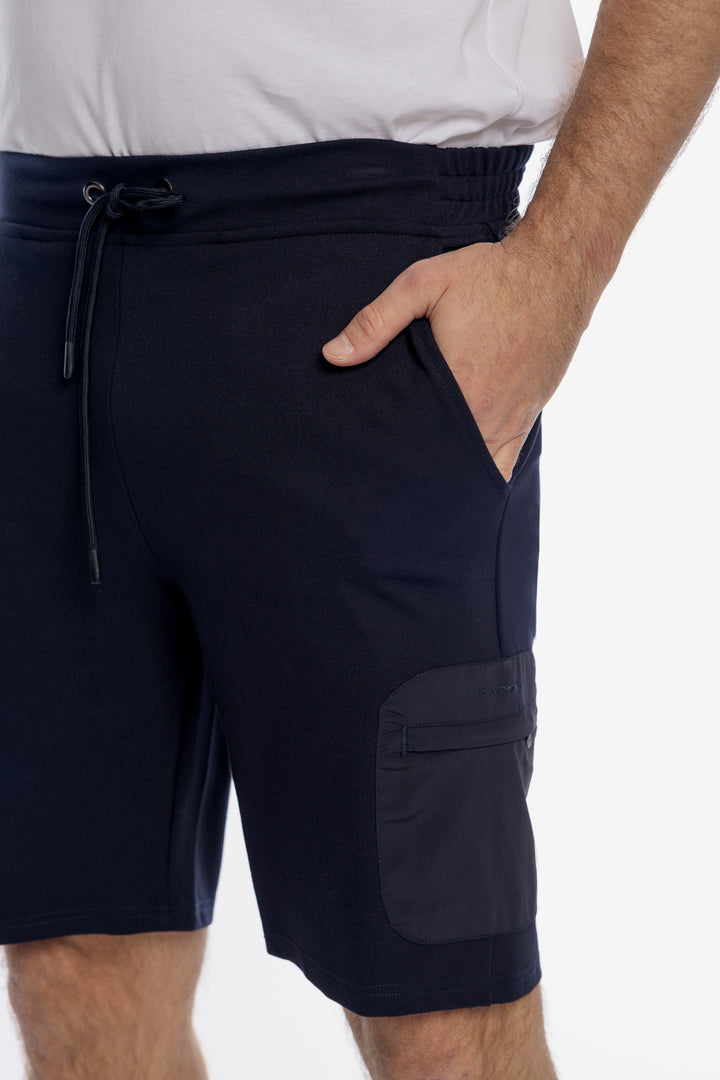 Męskie granatowe szorty dresowe z boczną kieszenią