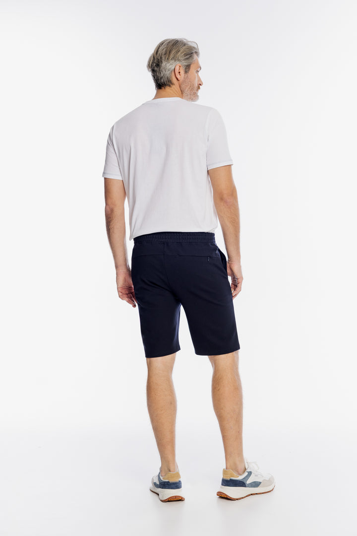 Męskie granatowe szorty dresowe z boczną kieszenią