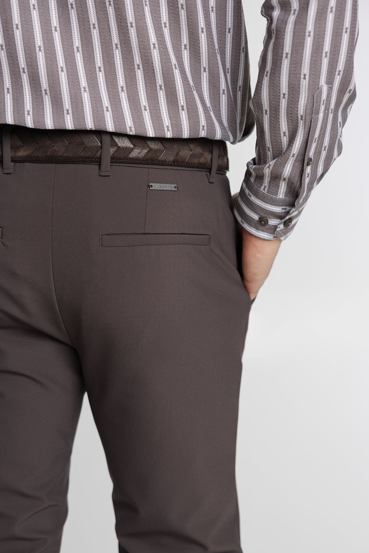 Brązowe spodnie chino Alberto Slim Fit