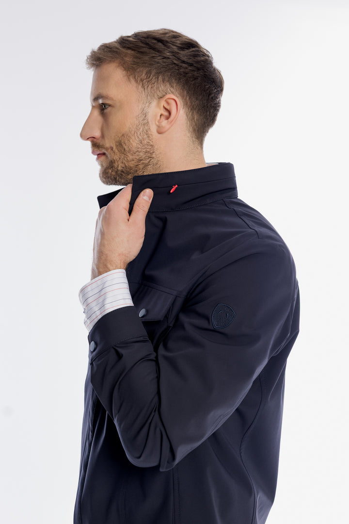 Granatowa męska kurtka przejściowa z kieszeniami