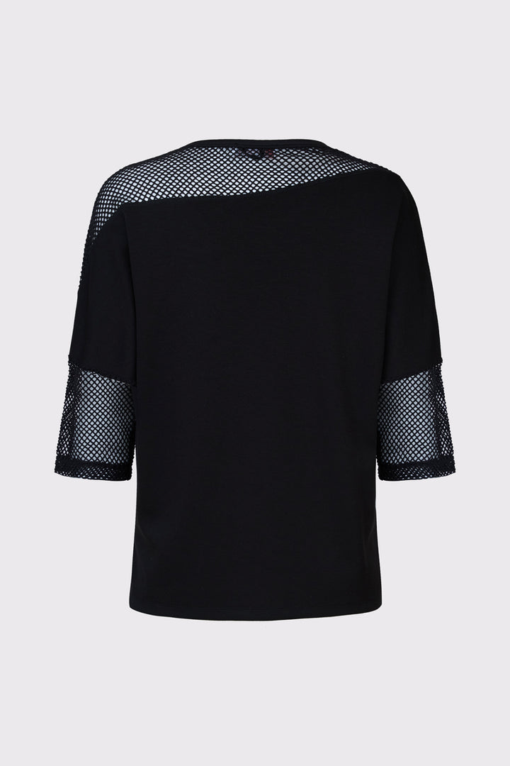 Czarna bluza z ozdobną siatką i metalowym zamkiem