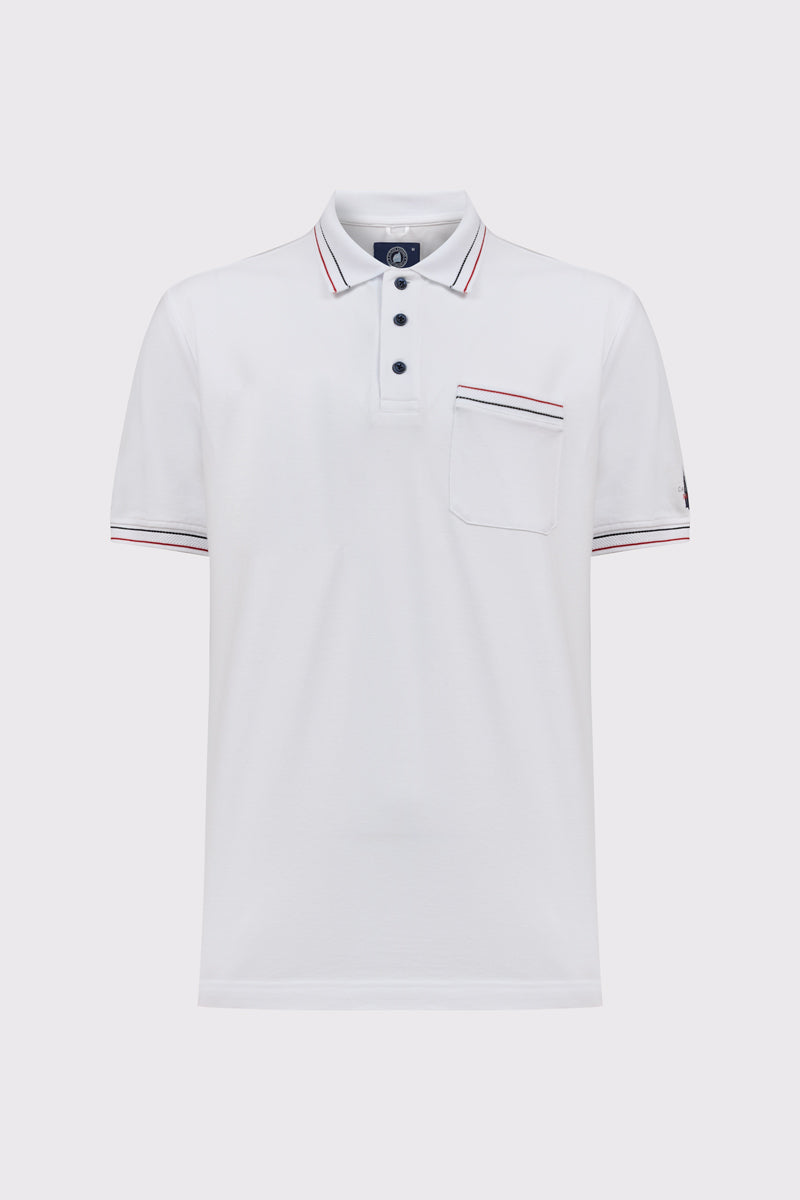 Klasyczna biała męska koszulka polo z kieszonką