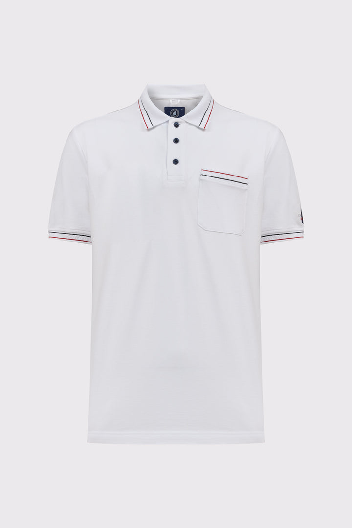 Klasyczna biała męska koszulka polo z kieszonką