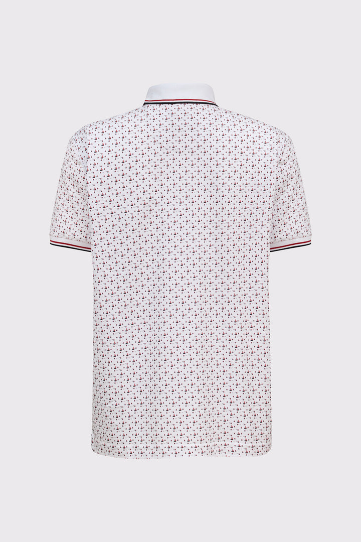 Biała męska koszulka polo w drobny wzór