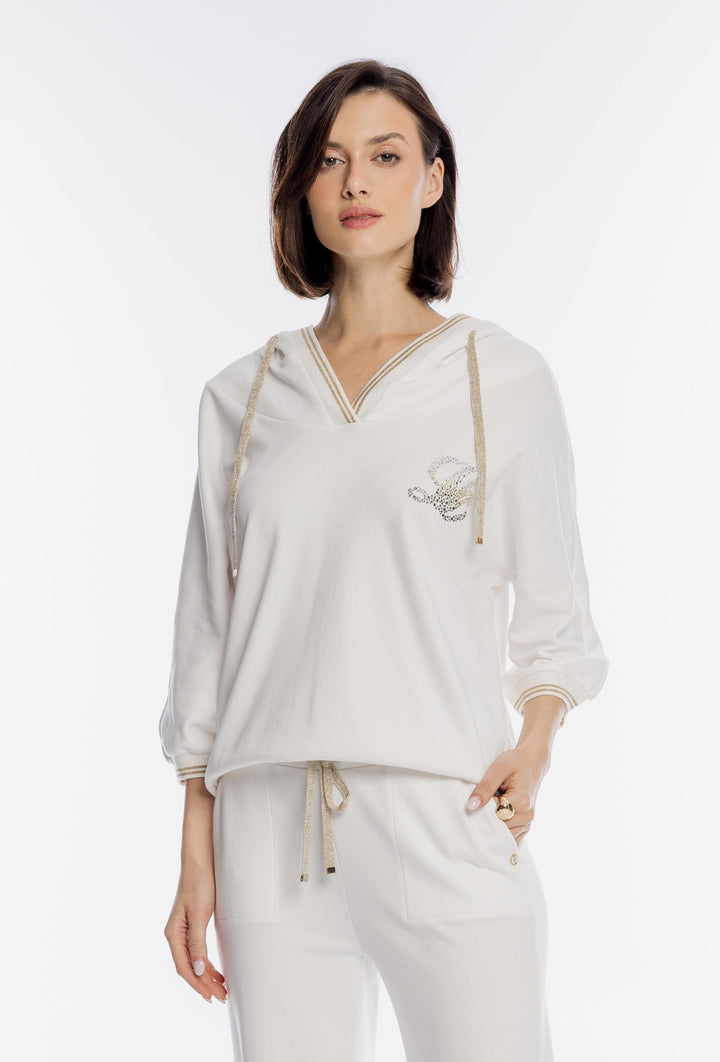 Elegancka biała bluza damska z kapturem Campione