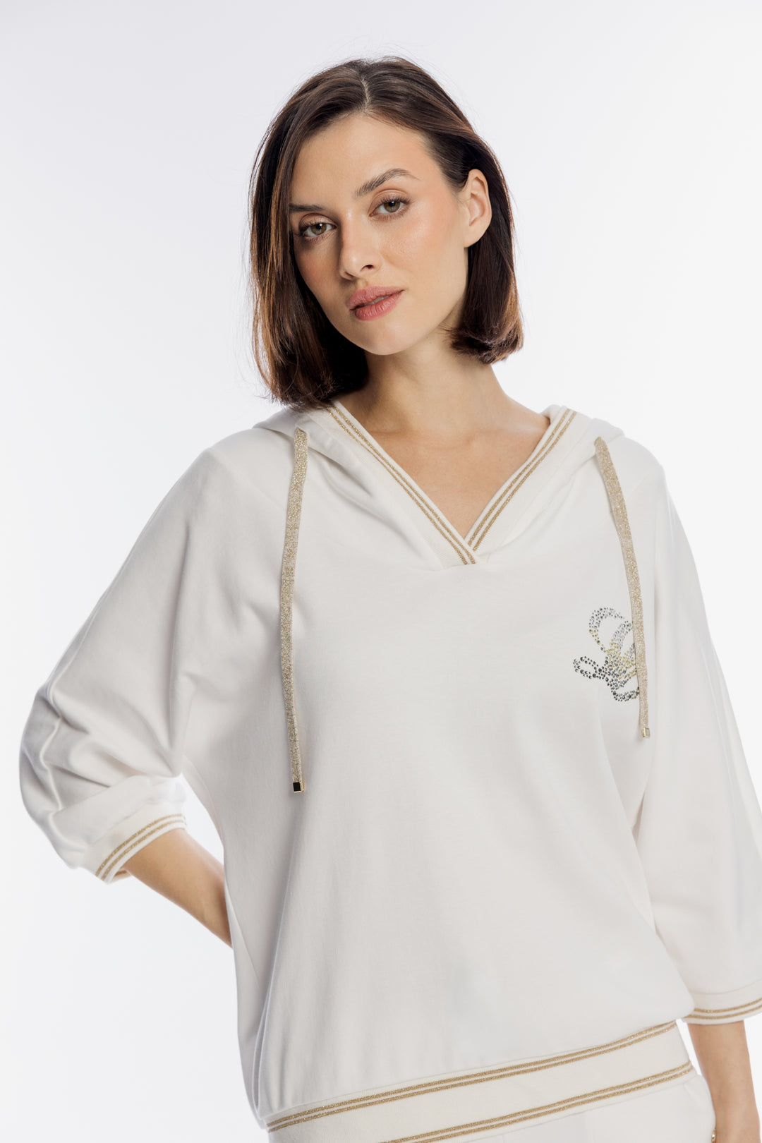 Elegancka biała bluza damska z kapturem Campione