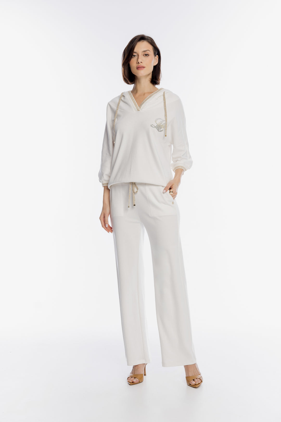 Elegancka biała bluza damska z kapturem Campione