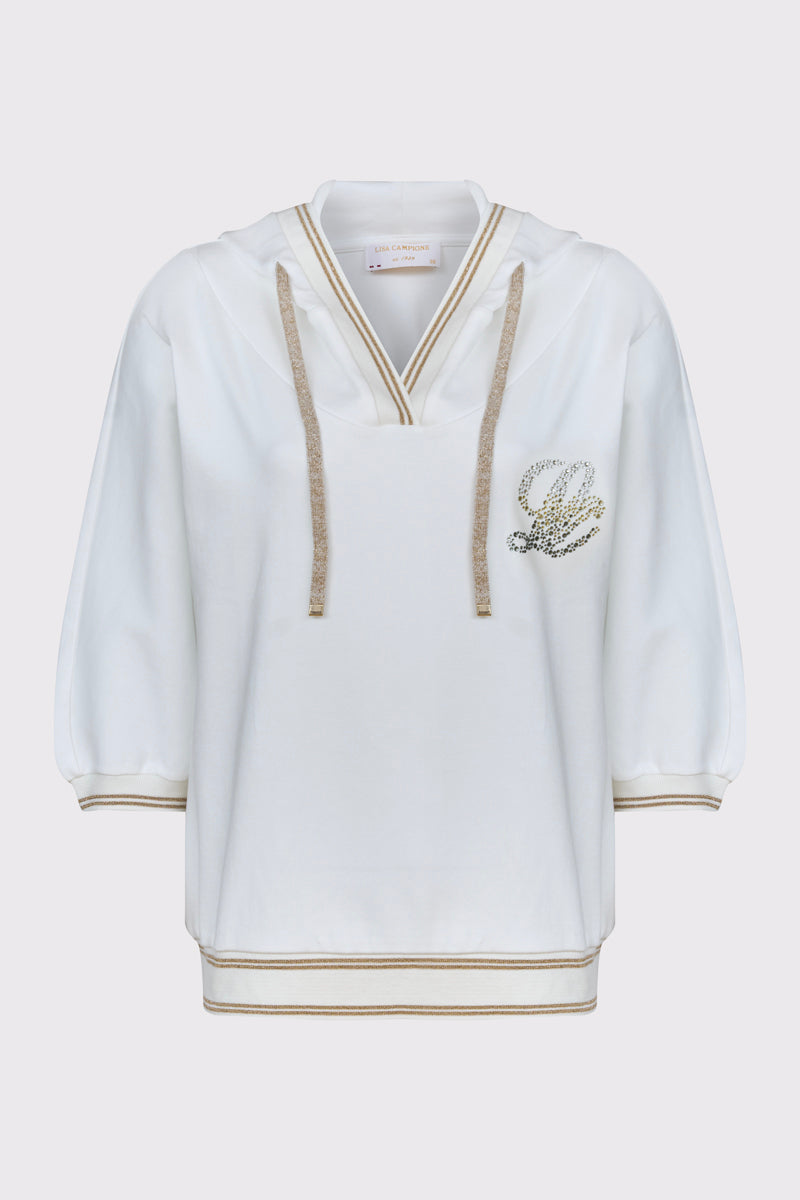 Elegancka biała bluza damska z kapturem Campione