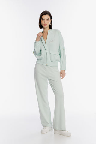 Miętowe spodnie dresowe z szeroką nogawką Campione