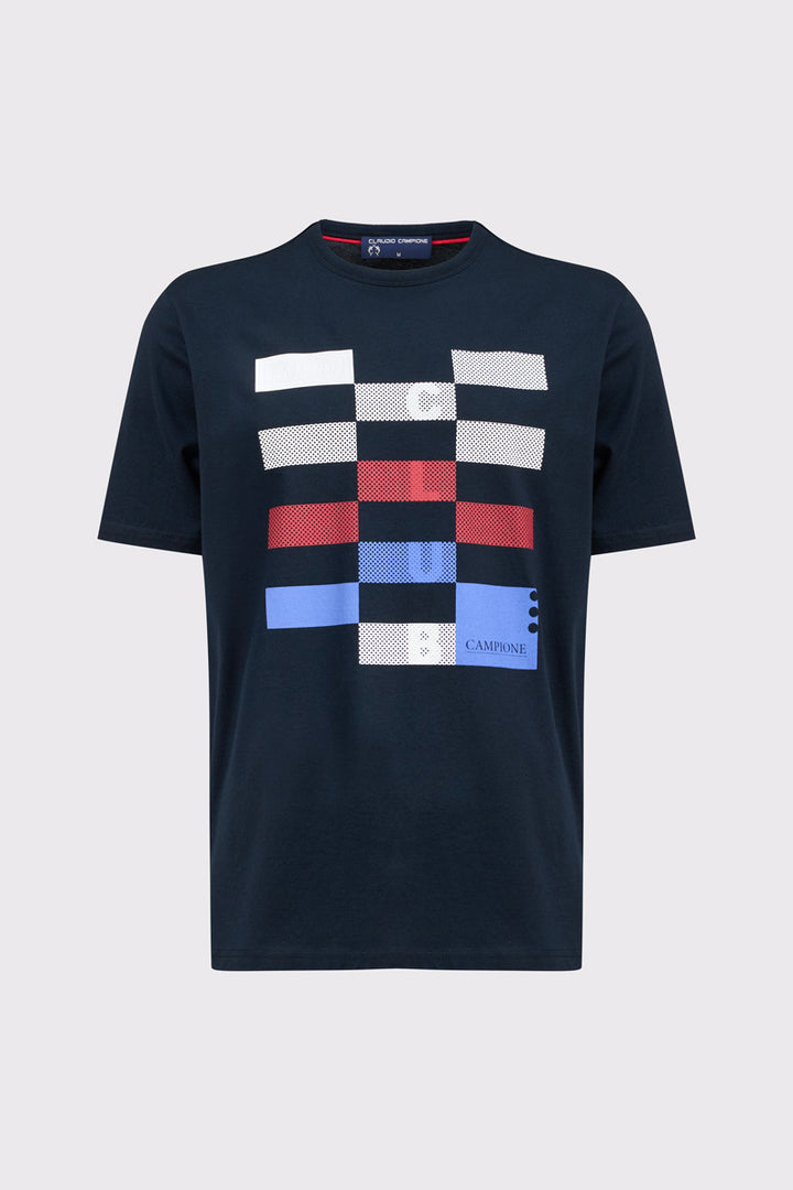 T-shirt męski w granatowym kolorze - BIG SIZE