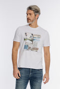 Męski biały t-shirt z nadrukiem Campione