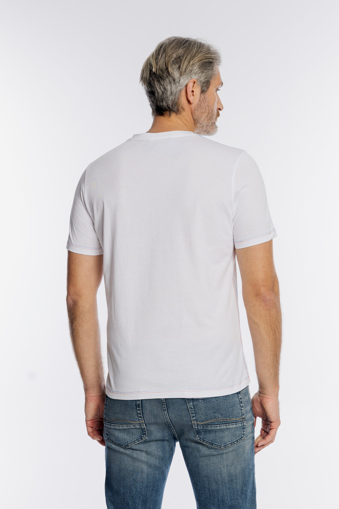 Męski biały t-shirt z nadrukiem Campione