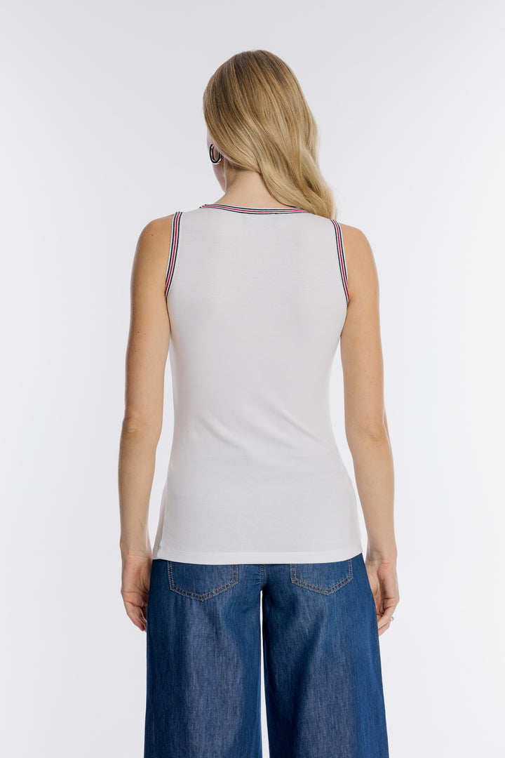 Szerokie spodnie jeansowe z topem w żeglarskim stylu