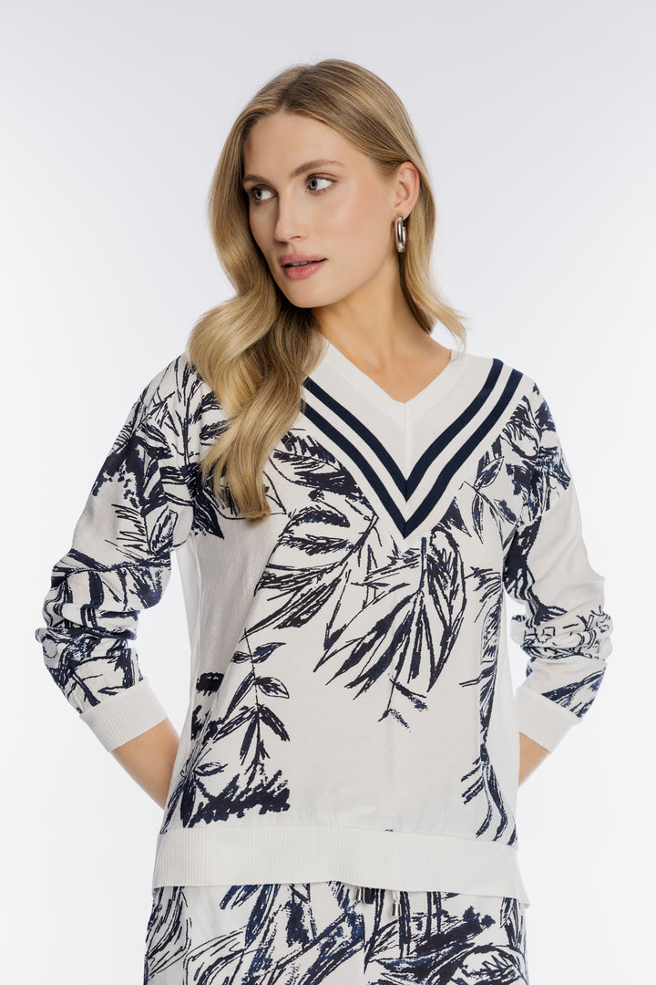 Biały komplet Campione z granatowym tropikalnym printem