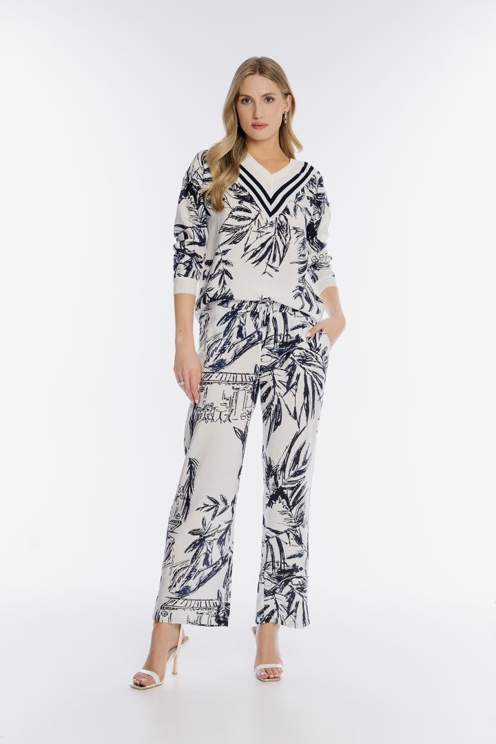 Biały komplet Campione z granatowym tropikalnym printem