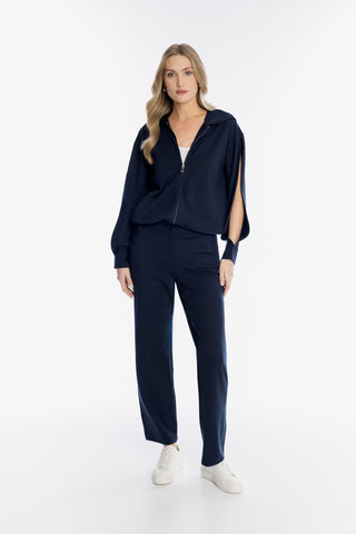 Granatowy komplet Campione z bluzą o rozciętych rękawach